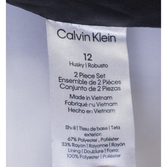 Calvin Klein 2-Pcs Solid Black Jacket Sz Husky 12 Pants 28X15 Poly Blend EUC - Picture 10 of 16